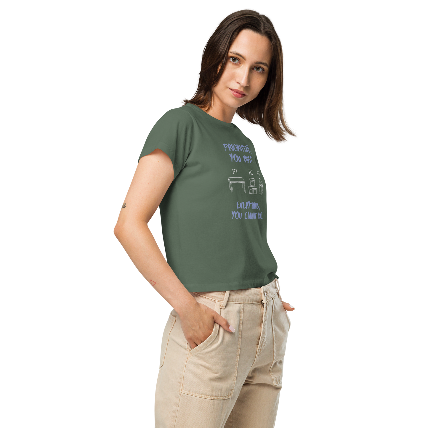 Women’s high-waisted t-shirt (click for colors)